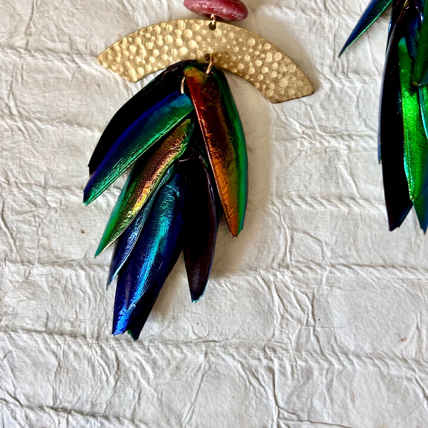 Xochitl Beetle Wing Chandelier Earrings