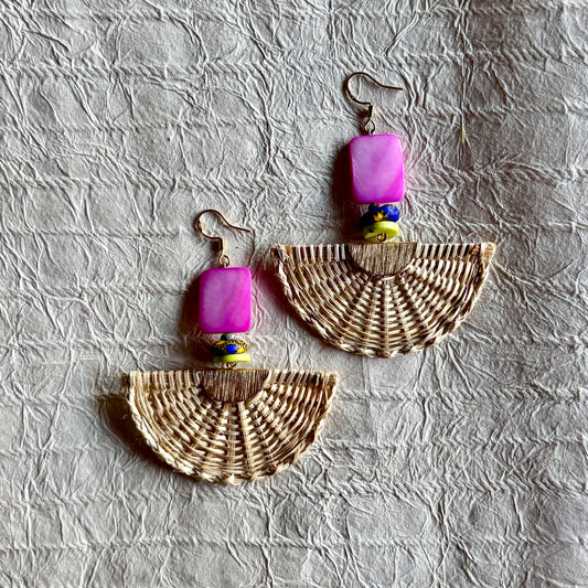Talisha Rattan Fan Dangle Earrings