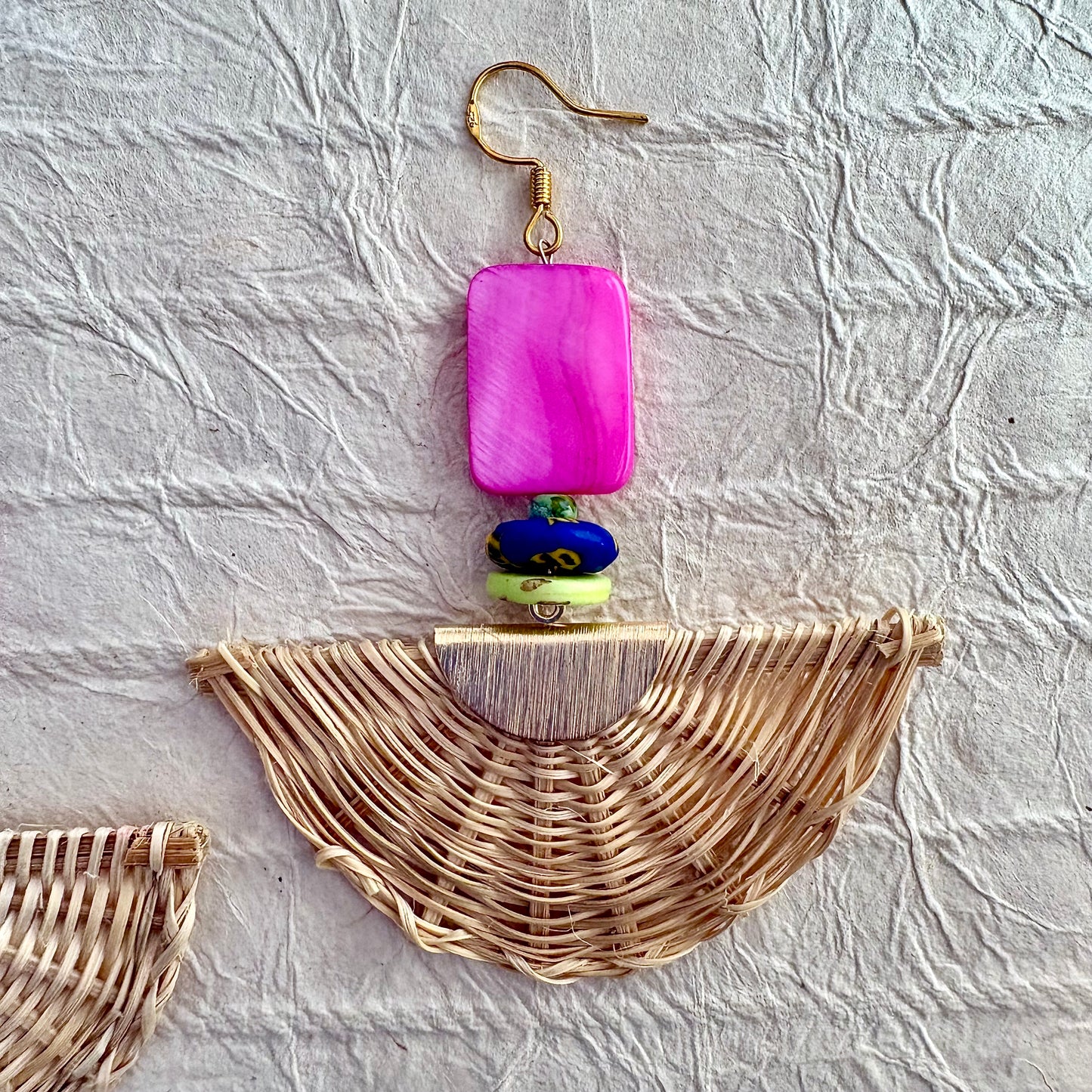 Talisha Rattan Fan Dangle Earrings