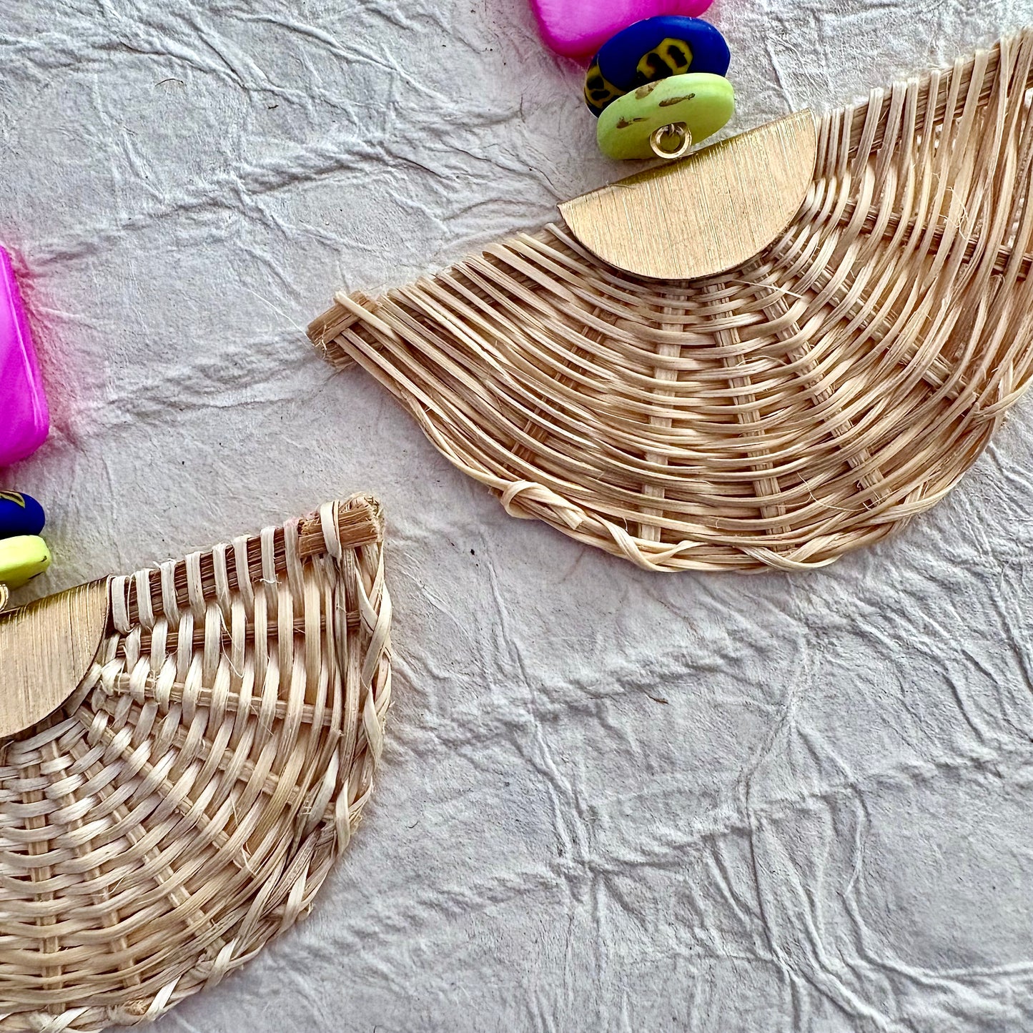 Talisha Rattan Fan Dangle Earrings