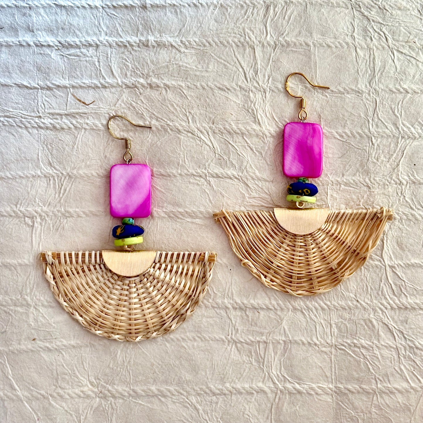 Talisha Rattan Fan Dangle Earrings