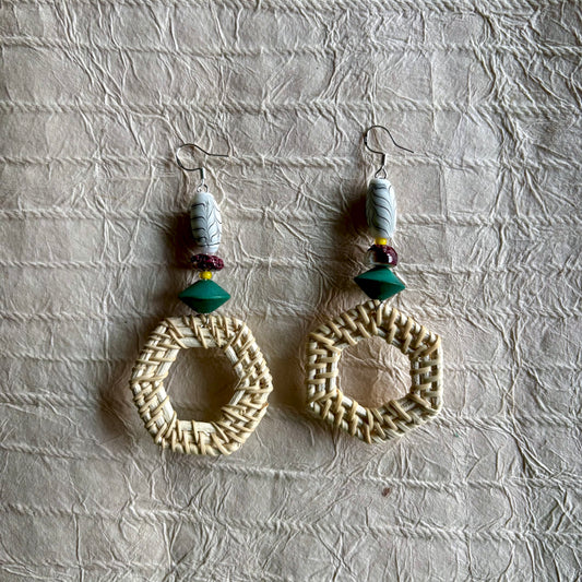 Zulema Rattan Hexagon Hoop Earrings