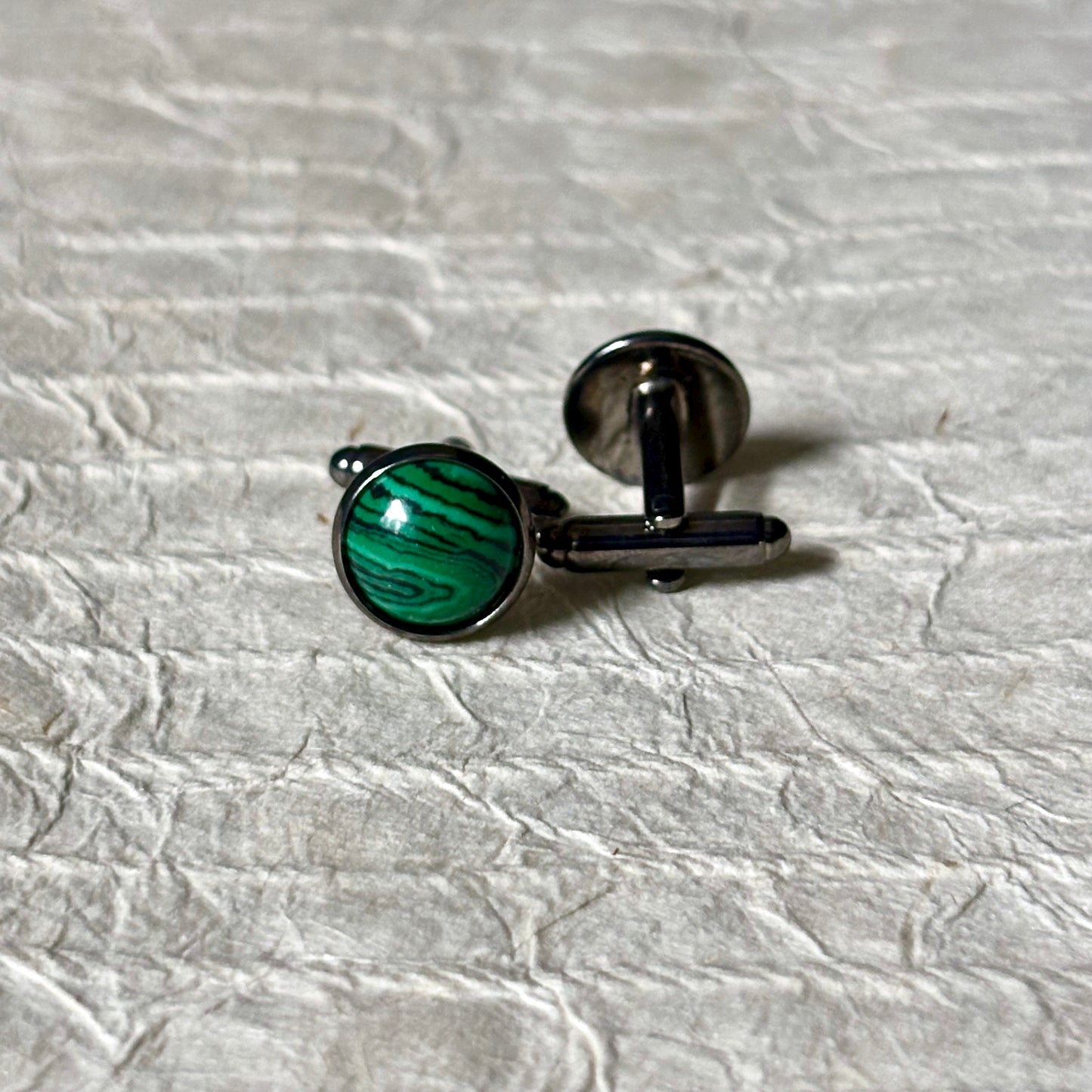 Zephyr Malachite Cabochon Cufflinks