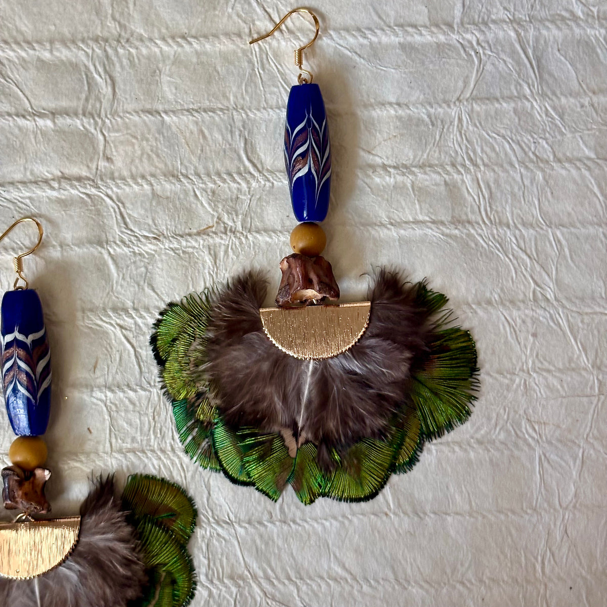 Xia Peacock Feather Earrings