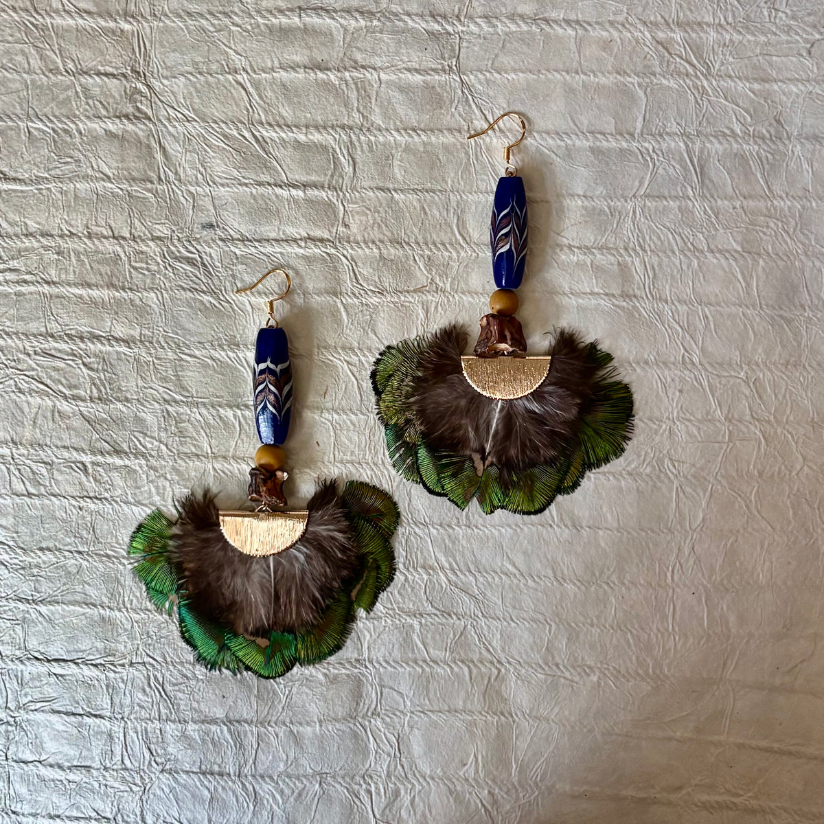 Xia Peacock Feather Earrings