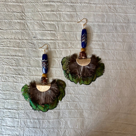 Xia Peacock Feather Earrings