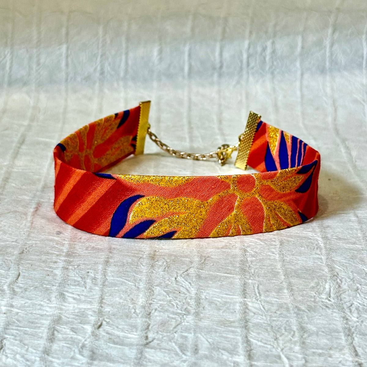 Qalhata Ankara Gold-trim Cotton Choker