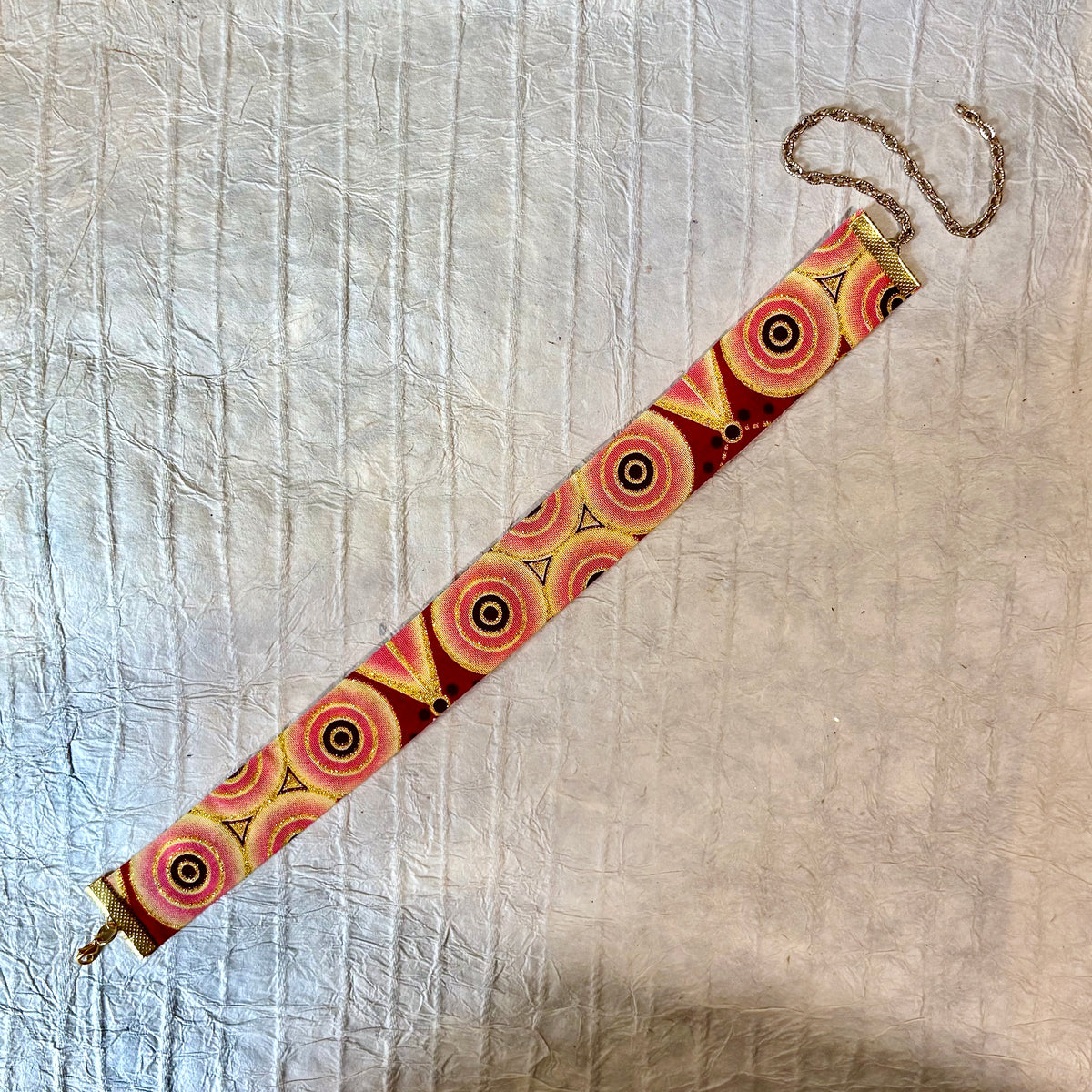 Monai Ankara Gold-trim Cotton Choker