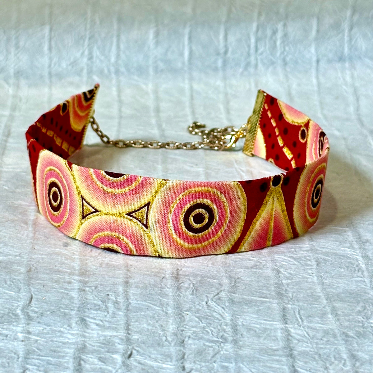 Monai Ankara Gold-trim Cotton Choker