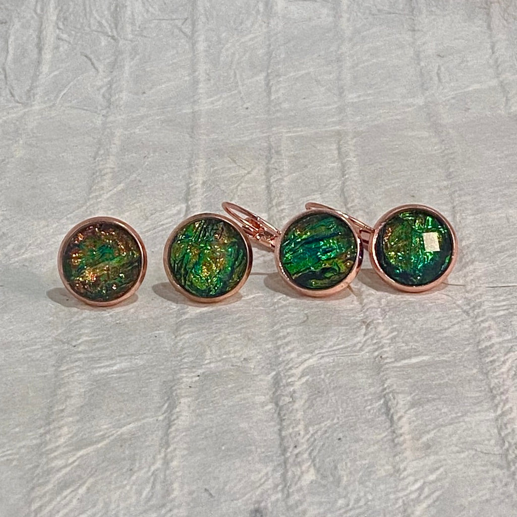 Misty Stud & Lever-back Cabochon Earrings