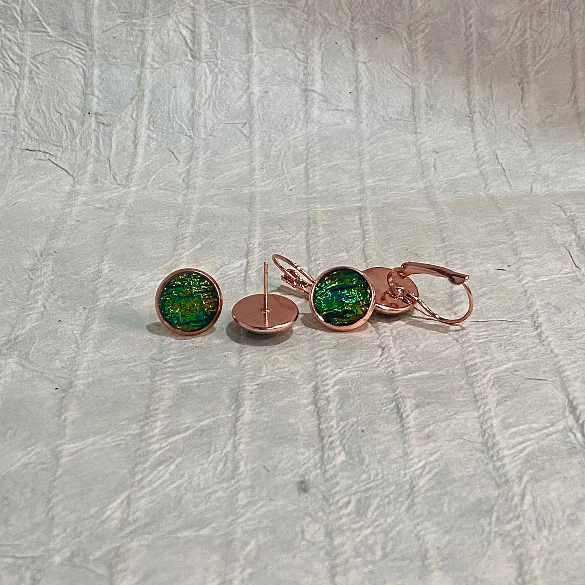 Misty Stud & Lever-back Cabochon Earrings